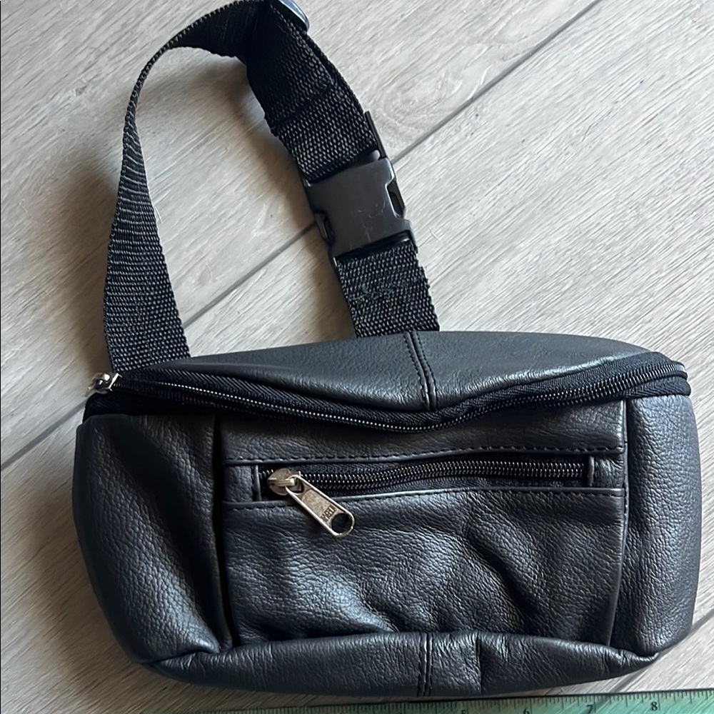 Black Leather Waist Bag